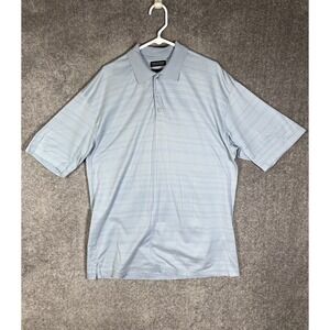 Cezani Polo Shirt Mens Size L Blue Short Sleeve Striped Double Mercerized Cotton